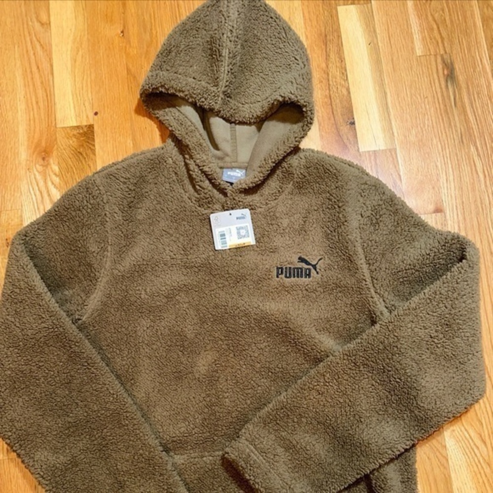 Puma Essential Elevated Sherpa Pullover Hoodie Mens Brown Casual Outerwear 67598